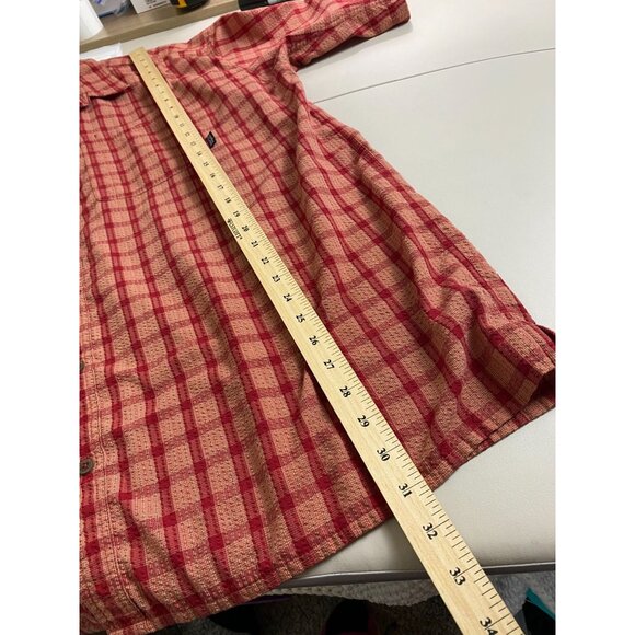 Patagonia Mens Red Plaid Short Sleeve Camp Button Up Shirt sz XXL Organic Cotton - Picture 7 of 14